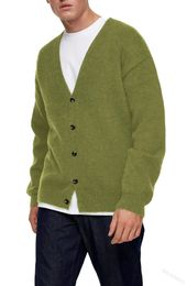 Cardigan à manches longues et col en v pour homme, couleur unie, Slim, simple boutonnage, chemise tricotée, manteau, 240307