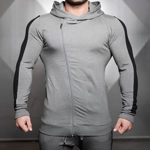 Hommes sweat à capuche solide sweats à capuche décontractés pour les hommes avec veste à glissière diagonale Hip hop sweats hommes à capuche Harujuku vêtements Streetwear