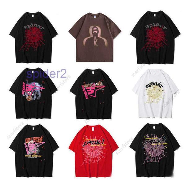 Hombres Spider T Shirt Pink Young Thug Sp5der 555555 Mans Mujeres Calidad Espuma Impresión Web Patrón Camiseta Moda Top Tees Suclothes Venta al por mayor PHO2