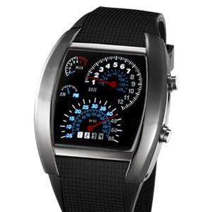 Men Sport regarde numérique LED Watch Race Speed Car Metter