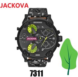 Hombres Deportes Big Dial Relojes 50 mm Movimiento de cuarzo Reloj de tiempo Reloj de cuero Acero inoxidable Presidente Ambiente buena semana calendario Relojes de pulsera reloj