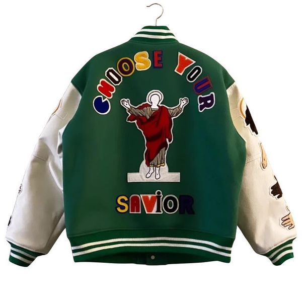 Hommes Veste De Sport Marque Broderie Baseball Streetwear Patchwork Lettre Asap Rocky Harajuku College Varsity Bomber Manteau Couples Casual Baseball Uniform Jacket