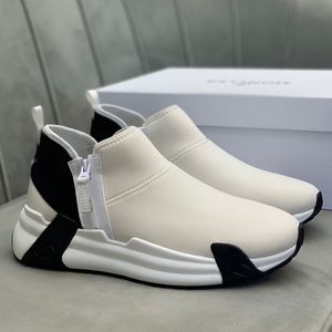 Chaussures de sport pour hommes marque de luxe tige élastique conception de fermeture à glissière douce et confortable semelle blanche designer antidérapant résistant à l'usure baskets de sport de marche en plein air pour hommes