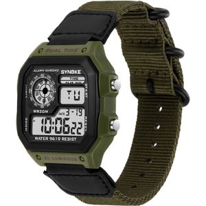 Reloj deportivo para hombre, electrónico, Digital, tres anillos, correa de nailon, informal, verde militar, resistente al agua, reloj cronógrafo para hombre, reloj Masculino