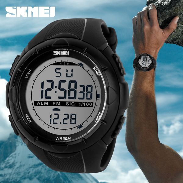 Hommes montres de sport 50 m étanche SKMEI marque LED montre numérique hommes femmes nager escalade en plein air décontracté militaire montre-bracelet