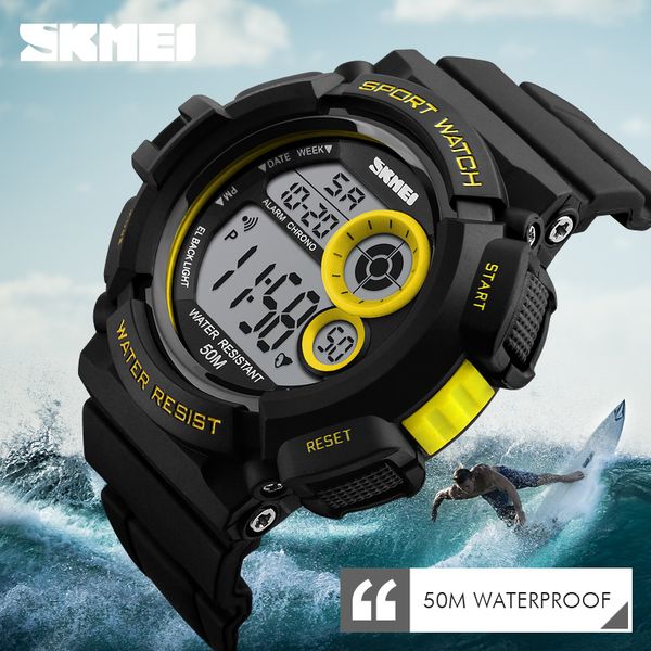 Hommes montres de sport SKEMI 1222 décontracté LED montres-bracelets numériques 50M étanche étudiant horloge extérieure marque Skmei