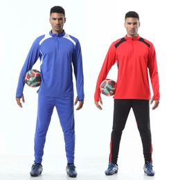 Hommes sportswear football costumes d'entraînement ensembles de football survêtements maillots à manches longues football équipe uniforme sport kit de course 240306