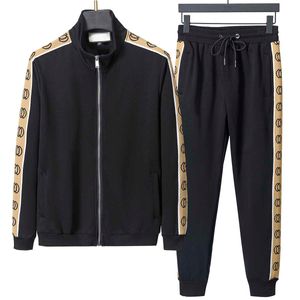 Ensemble de vêtements de sport pour hommes, marque de luxe, lettre de mode, noir et blanc, survêtement, vêtements de sport, Fitness, deux pièces, veste à manches longues + pantalon, survêtement décontracté pour hommes