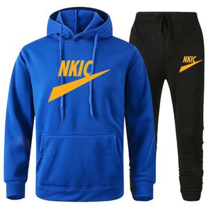 Men Spring- en herfstkleding 2 -delige trainingspakken Men Sweatsuit tracksuit tracksuit uit het derwerkpak met lange mouwen Set outfits met lange mouwen