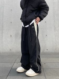 Hommes printemps coréen Harajuku Cargo pantalon rétro solide lâche cordon pantalon Jogger Baggy jambe large pantalons de survêtement Y2k vêtements féminins 240305