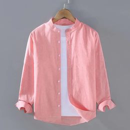 Men Spring Shirt Single Breasted Collar Cardigan Long Sleeevs Fall de longitud media de gran tamaño Top 240329