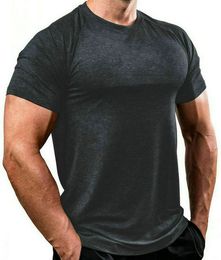 Camiseta deportiva de primavera para hombre, camisetas de verano de manga corta, camiseta de Fitness, ropa de algodón para hombre, camiseta deportiva 1004