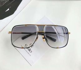 Men Square 2087 Lunettes de soleil Gold Black Frame Grey Grey Gradient Lens Sonnenbrille Fashion Sunglasses Gafas de Sol New With Box3099147