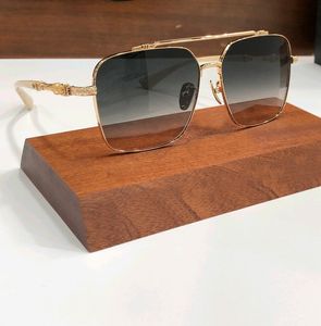 Lunettes de soleil pilote carrées pour hommes pour hommes en métal doré double pont gris nuances ombrées lunettes de soleil gafas de sol lunettes de protection UV400 avec boîte