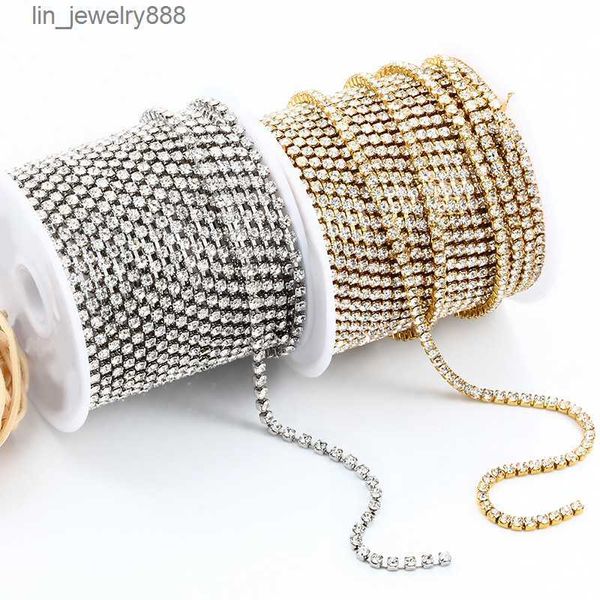 hommes en acier inoxydable 3 mm 4 mm Diamond Tennis Collier Chaîne de bijoux Rouleaux en gros avec cristaux