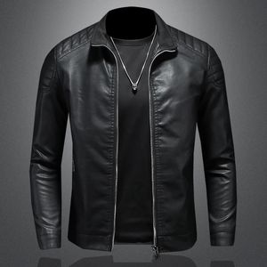 Hommes col montant Jacke veste de moto en cuir menbomber manteau en cuir tendance de la mode vêtements d'hiver en cuir personnalisés 240116