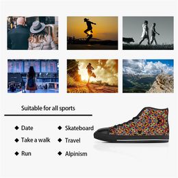 Hommes point chaussures baskets personnalisées toile femmes mode noir Orange mi coupe respirant Sports de plein air marche Jogging Color4