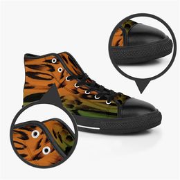 Hommes Stitch Chaussures Baskets personnalisées Toile Femmes Mode Noir Orange Mid Cut Respirant Casual Sports de plein air Marche Jogging Color3