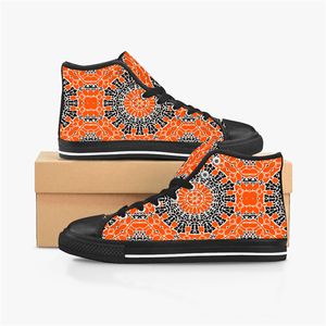Hommes Stitch Chaussures Baskets personnalisées Toile Femmes Mode Noir Orange Mid Cut Respirant Casual Sports de plein air Marche Jogging Color87