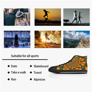 Hommes point chaussures baskets personnalisées toile femmes mode noir Orange mi coupe respirant décontracté Sports de plein air marche Jogging Color55