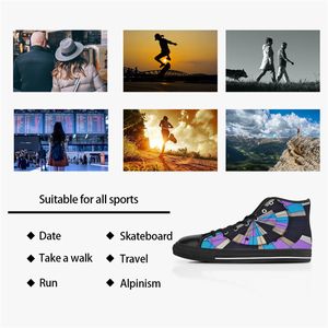 Men Stitch schoenen aangepaste sneakers canvas dames mode zwart wit midden gesneden ademende wandelen jogging kleur130