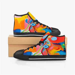 Hommes point chaussures baskets personnalisées toile femmes mode noir Orange mi coupe respirant sport de plein air chaussure Color26