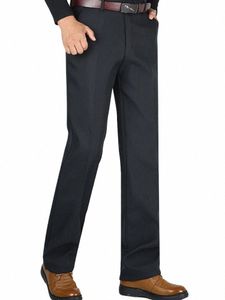 Hommes Pantalons décontractés droits Slim Fit Busin Fi Stretch Pantalon 2023 Nouveau Automne Hiver Mâle Marque Vêtements Plus Taille Pantalon M4Ki #