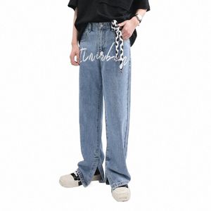 Hommes Jeans droits Baggy Denim Pantalons larges pantalons décontractés Streetwear Pantalons amples Printemps Marque coréenne Fi Jeans neutres j6aq #