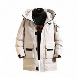 Veste bomber hip hop streetwear 2023 parka hivernale veste solide masculine épais manteau chaud lg veste à capuche