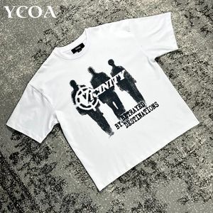 Hommes Streetwear Hip Hop T-shirt surdimensionné graphique rétro vintage Harajuku lâche coton t-shirts mode coréenne Y2k vêtements esthétiques 240314