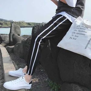 Mannen Streetwear Punk Cargo Pant Hip Hop Casual Broek Mannen Pocket Twee Bars Stripe Harembroek Gym Joggers Hombre Joggingbroek Y0927