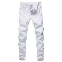 Hommes extensibles jeans mode pantalon en jean blanc pour le printemps et les pantalons rétro d'automne taille décontractée 28-42