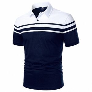 Mannen Strip Polo-shirt Korte Mouw Polo-shirt Ctrast Kleur Top Nieuwe Kleding Zomer Streetwear Casual Fi Mannen Revers tops T3f0 #