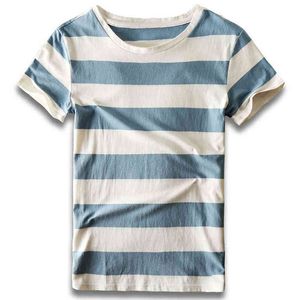 T-Shirt rayé à manches courtes pour homme, haut à rayures, à la mode, bleu, rouge, blanc, noir, Costume de fête Cosplay, G1222