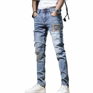 Mannen Stijlvolle Gescheurde Jeans Broek Slanke Rechte Verzwakte Denim Kleding Mannen Nieuwe Fi Skinny Broek Kleding Y2K Skinny Jeans Mannen 71Wm #