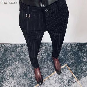 Mannen passen broek HOMBRE pantalones 2023 Herfst stretch Slim Formele broek voor mannen Fashion Casual Stripe Dress Pants Men Men Clothinglf20230824.