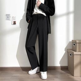 Hommes costume pantalon solide complet Baggy décontracté pantalon large pour hommes kaki noir blanc Style japonais Streetwear pantalon surdimensionné homme 240112