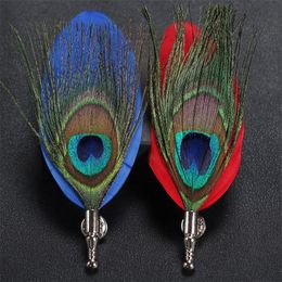 Hommes costume peaccock plume broches pin originalité manuel collectes de cravates personnalité classique bijoux Corsage