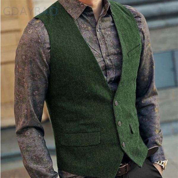 Gilet de costume en laine Tweed pour hommes, noir et gris, coupe cintrée comme Beckham Business, vêtements de marié pour mariage