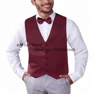 Gilets de costume pour hommes Slim Fit Sleevel Veste 5 Butts Gilet formel pour hommes Col en V Groomsmen Gilet de mariage b2pe #