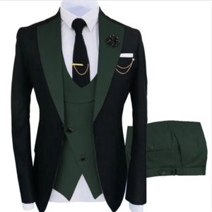 Trajes de hombre 3 piezas Hombre a medida Novio Boda Esmoquin Slim Fit Jacquard Blazer de dos colores Chaqueta Chaleco Pantalones Ropa de esmoquin 240306