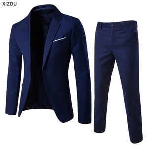Men Suits For Wedding 2 Set Elegant Blazers 3 stuks Formele volle jassen Vestbroek Coats Classic Costume 240430
