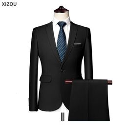 Mannen Pakken Voor Bruiloft Blazers 2 Set Elegante 3 Stuks Formele Volledige Jassen Vest Broek Jassen Klassieke Business 240306