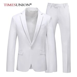 Ensemble de costumes pour hommes, veste et pantalon de mariage, couleurs acidulées, coupe cintrée, formel, scène de travail, smoking, costume blanc pour homme d'honneur, 240108