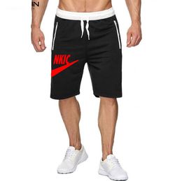 Men Summer Casual Shorts Quick Drying Fitness Short Beach Shorts Men Boardshorts Elastische taille Solid Gym kleding Merk Logo print