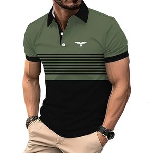 Men Summer Casual Sport Rapel Polo Shirt Slim Fit Business Short Sleeve Stripe 240415