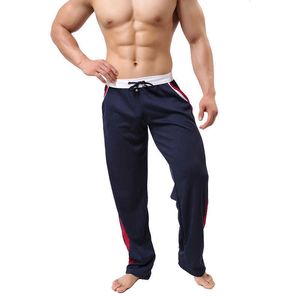 Mannen zomer casual sportieve gestreepte ademend broek mannelijke snel droge buitenste slijtage losse broek wit zwart blauw rood huis kleding y0811