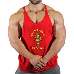 Men Summer Print Workout Tank Tops Gym Shirt Y-Back Mouwloze Muscle Fitness Bodybuilding Training Fashion Sports 240425