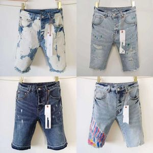 Men Summer Purple Jeans shorts bijgesneden denim Korte losse broek voor heren verontrusten rechte paarse merk Casual knie lengte broek 2024 25 s