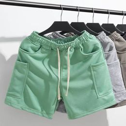 Men Summer Shorts Casual Solid Color Meerdere zakken Losse breedbeenbroek Sport Jogging Cargo Short 240508